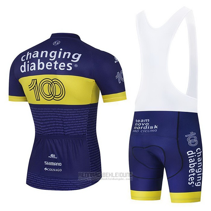 2021 Fahrradbekleidung Novo Nordisk Blau Gelb Trikot Kurzarm und Tragerhose - zum Schließen ins Bild klicken